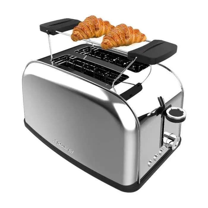 Cecotec Grille-pain vertical Toastin time 850 Inox 850 W de puissance Double fente longue et large de 38 cm Varillas