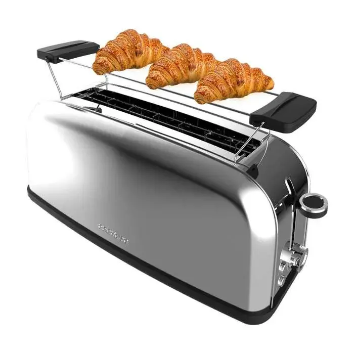 Cecotec Grille-pain vertical Toastin time 850 Inox Long 850 W de puissance Double fente longue et large de 38 cm