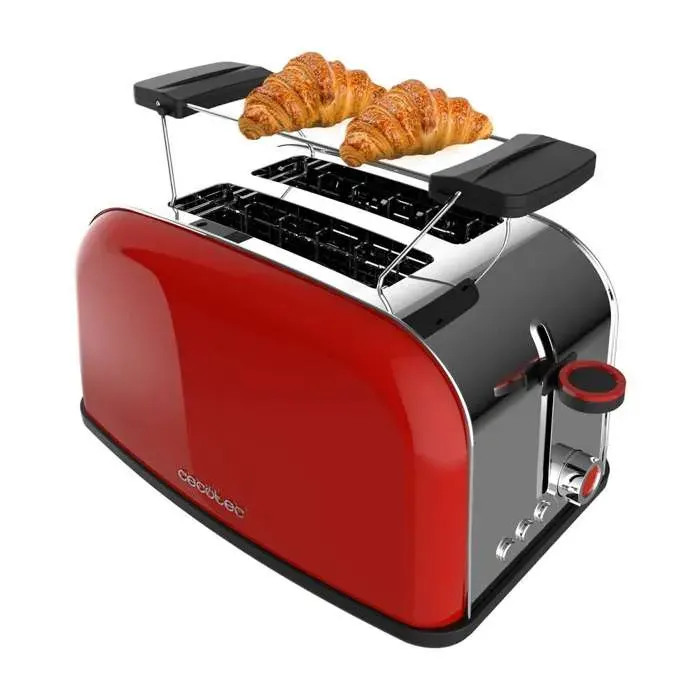 Cecotec Grille-pain vertical Toastin time 850 Red 850 W Double fente courte et fente large de 38 cm Varillas Superiores