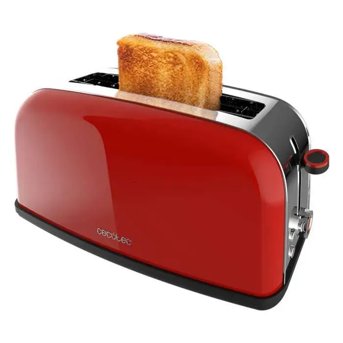 Cecotec Grille-pain vertical Toastin time 850 Red Long Lite 850 W Capacité pour 2 tartines Fente large Acier inoxydable