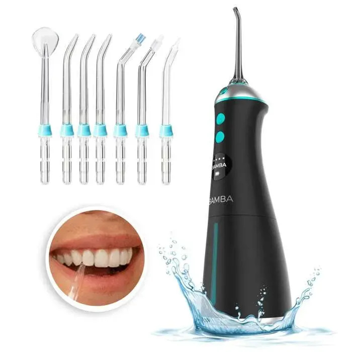 Cecotec Hydropulseur buccal portable Bamba ToothCare 1100 Jet Liberty 6 modes dutilisation et 6 buses Écran LED capacité 280