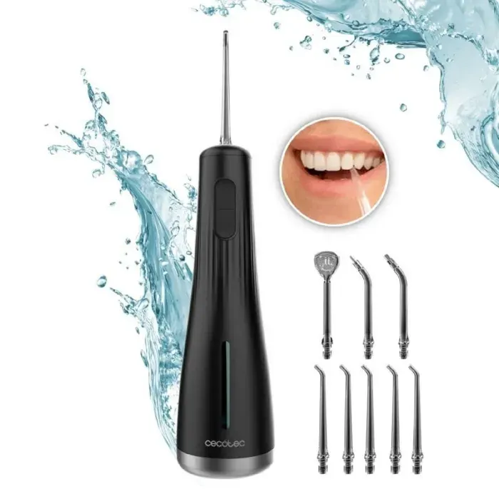 Cecotec Irrigateur Buccal Portable ToothCare Jet Liberty. 1600 Pulsations par Minute 8 Buses Interchangeables 4 Modes de