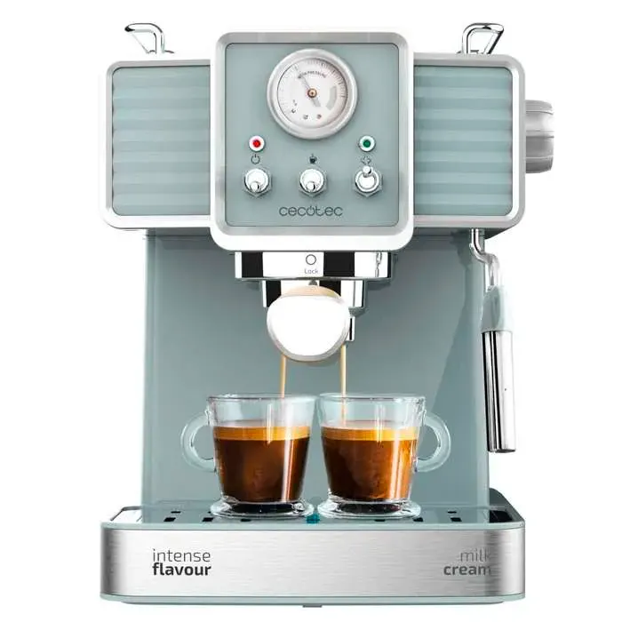 Cecotec Machine à café Express Power Espresso 20 Barista Pro. 2 Thermoblocks 20Bars Manomètre Mode Auto pour 1 et 2 Café(s)
