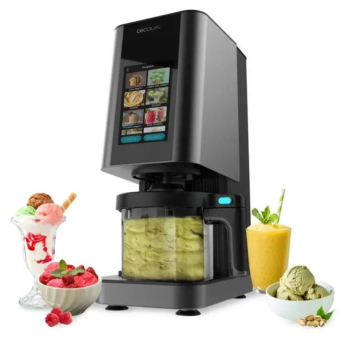 Cecotec Machine à Glaces - Sorbetière avec Écran - 135 L - Gelatec 1800 Touch. 700 W 10 Programmes Technologie CreamOn