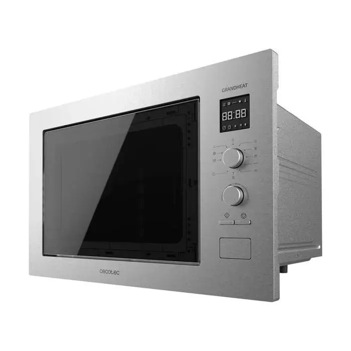 Cecotec Micro-ondes encastrable numérique 25 litres avec gril GrandHeat 2550 Built-In Steel. 1320 W 8 fonctions minuterie