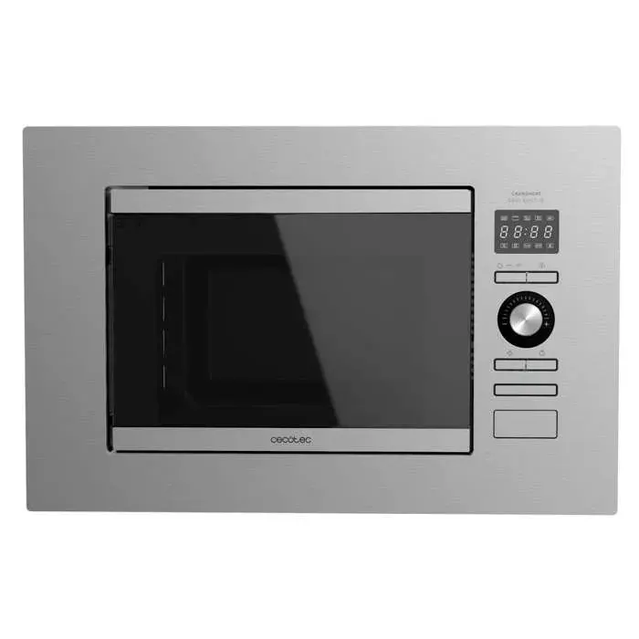 Cecotec Micro-ondes encastrable numérique GrandHeat 2090 Built-in Steel. 800 W de Puissancesur 5 niveaux 20 L de capacité