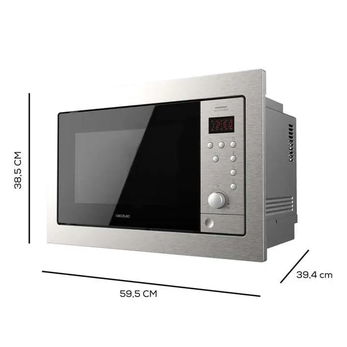 Cecotec Micro-ondes Encastrable Numérique GrandHeat 2500 Built-In SteelBlack. 900W 25L de Capacité Gril avec 1000W