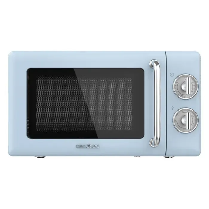 Cecotec Micro-Ondes Mécanique avec Grill Proclean 3110 Retro Bleu. 20 L 700 W en 6 niveaux minuterie jusquà 30 minutes
