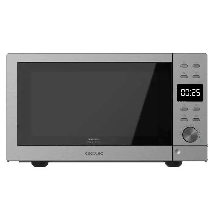 Cecotec Micro-ondes numériques sans plaque GrandHeat 2010 Flatbed Steel. Puissance 700 W Capacité 20 Litres Grille 900 Watt