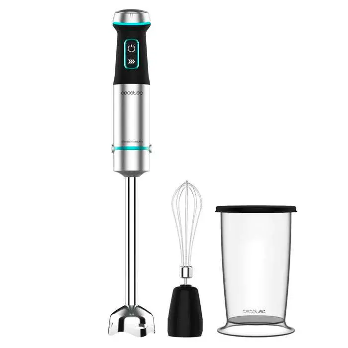 Cecotec Mixeur Plongeant Power TitanBlack 1200 XL Cream. 1200 W Technologie CrossBlades avec lames Revêtues en Titane noir