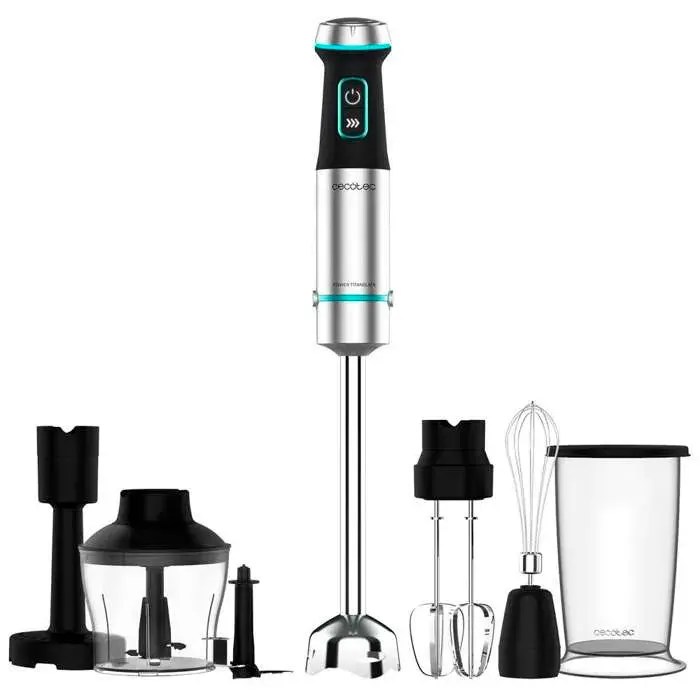 Cecotec Mixeur plongeant Power TitanBlack 1200 XL PerfectCream & Crush.1200 W Lames à 4 lames Pied XL Capot