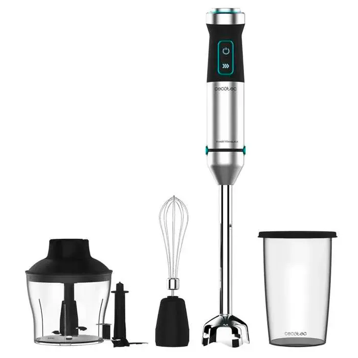 Cecotec Mixeur plongeant Power TitanBlack 1500 XL Cream&Crush 1500 W de puissance technologie CrossBlades avec lames de 4