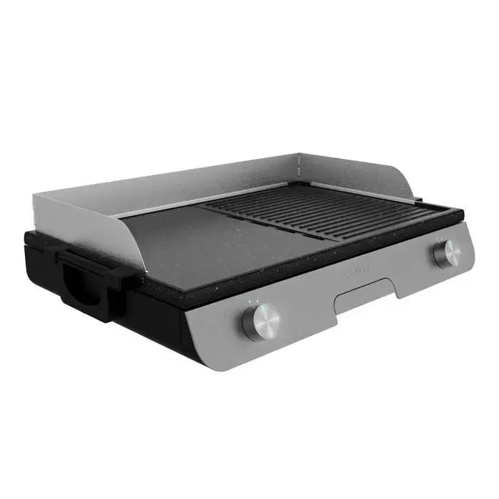 Cecotec PerfectRoast 3000 Barbecue électrique en inox 3 000 W surface de cuisson mixte revêtement anti-adhésif Rockstone