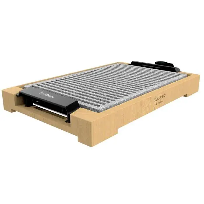Cecotec Plancha électrique Tasty&Grill LineStone. Puissance 2 000 W structure en bambou thermostat réglable surface grill