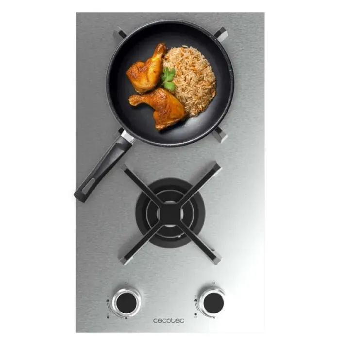 Cecotec Plaque de Cuisson à Gaz Bolero Squad G 2400S Inox avec 2 Foyers 52Kw Grilles en Fonte Foyer à Triple Anneau