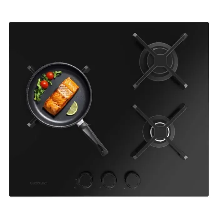 Cecotec Plaque de cuisson au gaz 3 foyers Bolero Squad G 3400S Nano Glass