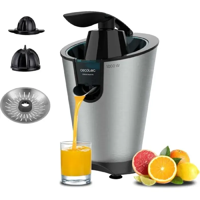 Cecotec Presse Agrume Electrique EssentialVita PowerFresh 1000 Inox. Presse-Agrumes Électrique De 1000 W Avec Bras Levier