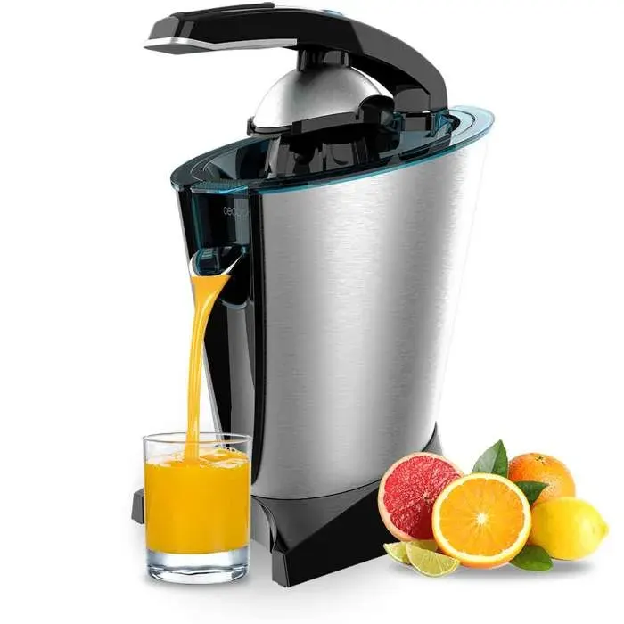 Cecotec Presse-agrumes électrique à bras EssentialVita Hyden 600 Steel. 600 W filtre en acier inoxydable 2 cônes amovibles