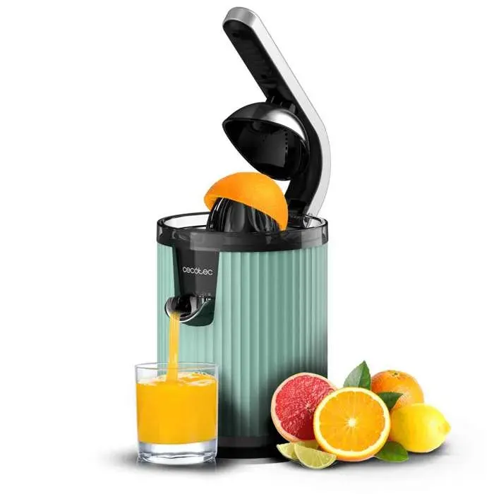 Cecotec Presse-agrumes électrique à bras pour oranges et agrumes Xqueeze RetroJuice 600 Green. 600W Style rétro filtre en