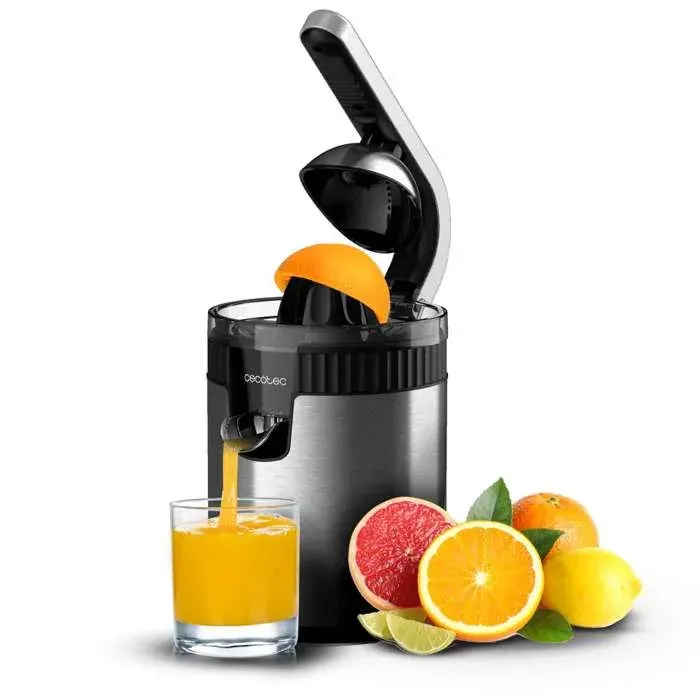 Cecotec Presse-agrumes électrique à bras pour oranges et agrumes Xqueeze RetroJuice 600 Steel. 600W Style rétro filtre en