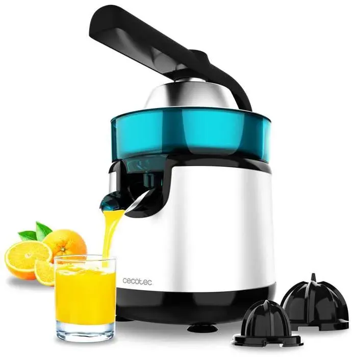 Cecotec Presse-Agrumes Électrique EssentialVita Hyden 120 Steel. Oranges et Agrumes 120W 2 Cônes Détachables de Tailles