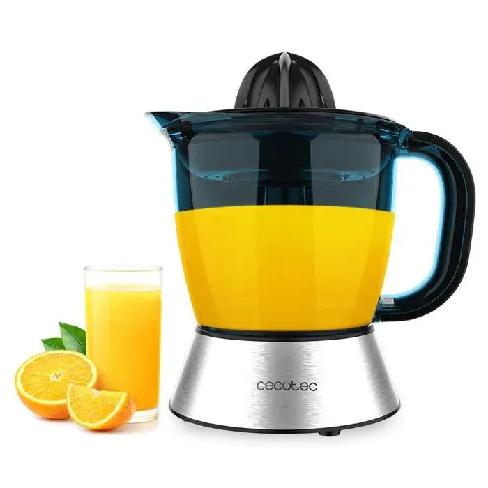 Cecotec Presse-agrumes Électrique pour Oranges et Agrumes Zitra Steel 40 W et Filtre en Plastique 2 Cônes en Plastique