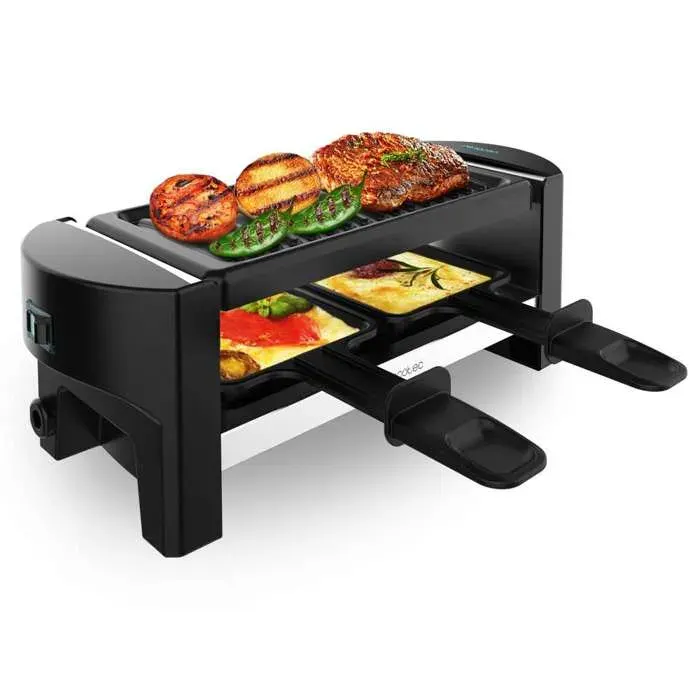 Cecotec Raclette Cheese&Grill 3200 Pocket. 2 Personnes 320W Finition en Acier Inoxydable Plaque de Gril Antiadhésive avec