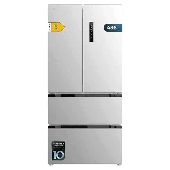 Cecotec Réfrigérateur Porte Française Inox 436L Bolero CoolMarket FD 436 Inox E 183 x 836 cm Basse Consommation