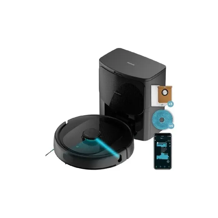 Cecotec Robot aspirateur et Balai avec Base Automatique Conga 9590 Spin Revolution Ultra Power Home. 10 000 Pa Navigation
