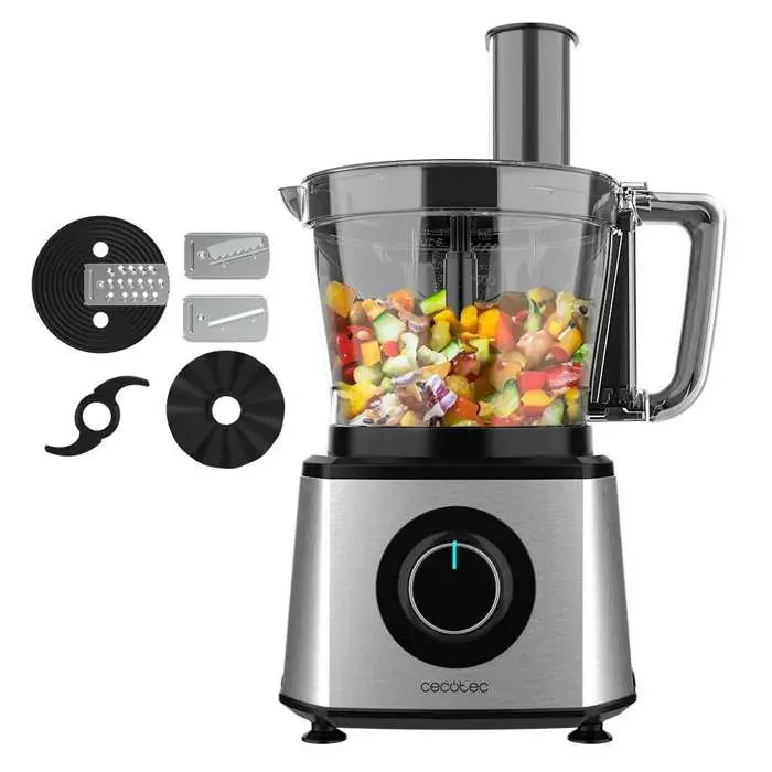 Cecotec Robot culinaire Paprika 1300 2000W de puissance en acier inoxydable bol de 35 L 2 vitesses 3 disques de coupe