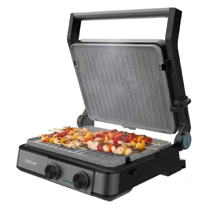 Cecotec Rock’nGrill 2200 Dual - Gril électrique 2200W plaques amovibles ouverture 180° — coloris Noire