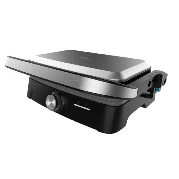 Cecotec RocknGrill 1500W - Gril électrique 180° RockStone antiadhésif plaque flottante 281×173 mm
