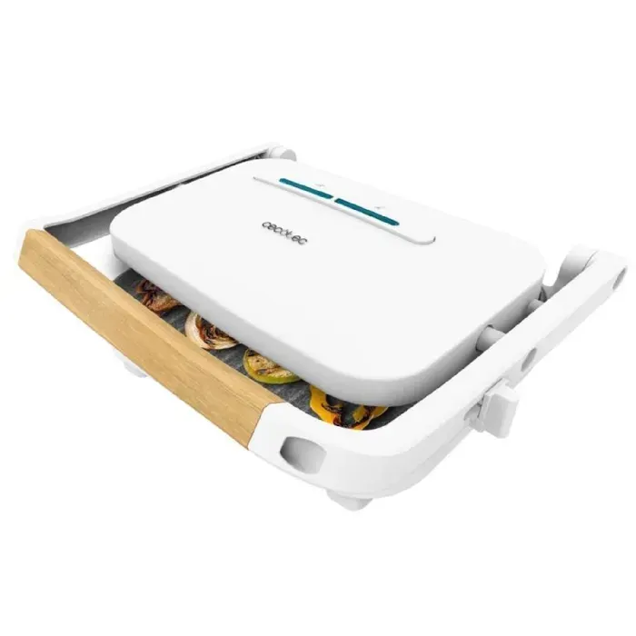 CECOTEC RocknGrill — Gril électrique 1300 W revêtement RockStone anti-adhérent — Blanc