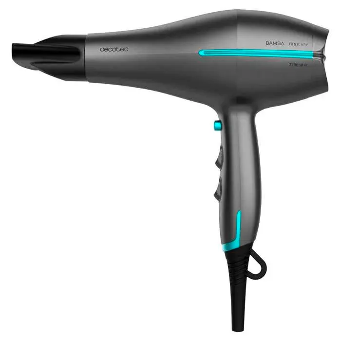 Cecotec Sèche Cheveux Bamba IoniCare 5300 Maxi Aura Black. Technologie Ionique réelle avec un grand débit dair Fonction dair
