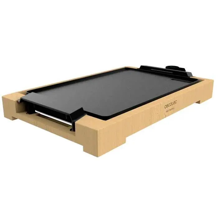 Cecotec Tasty&Grill 2000 Plancha électrique en bambou Puissance 2 000 W structure en bambou thermostat réglable plaque plate