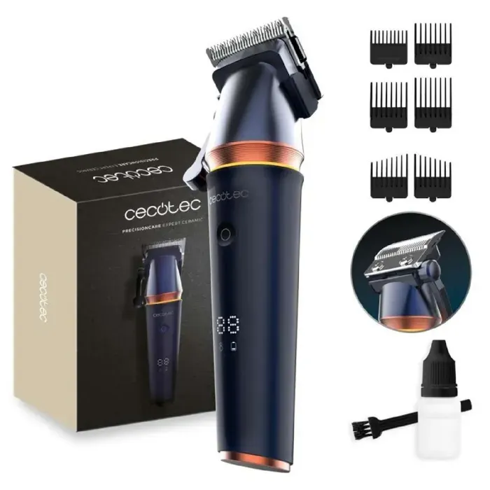 Cecotec Tondeuse à Cheveux avec 6 Peignes PrecisionCare Expert Ceramic. Moteur Brushless Lames en Céramique Autonomie 120 min