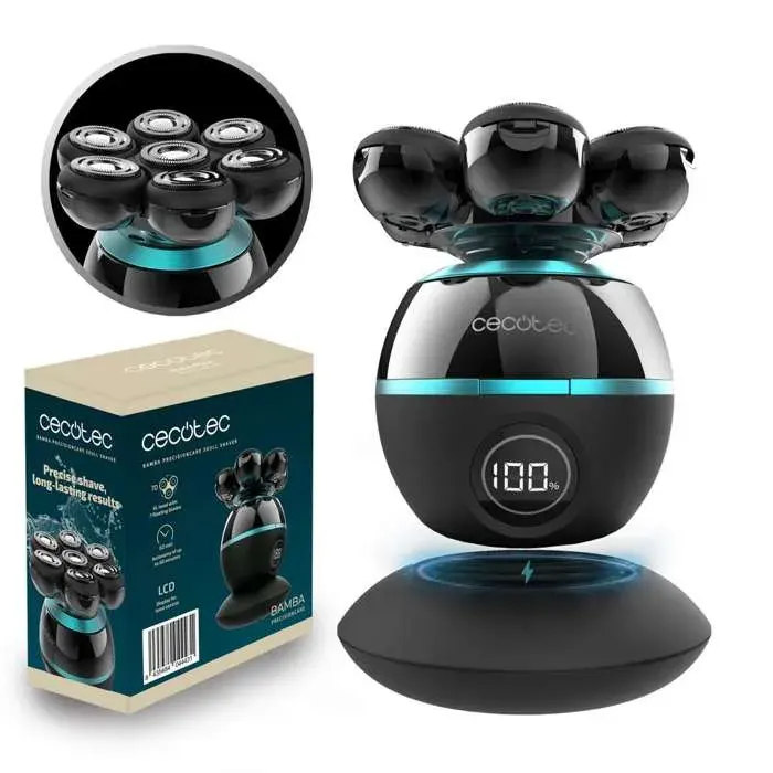 Cecotec Tondeuse pour la Tête Bamba PrecisionCare Skull Shaver Tête Extra Large 7 Lames Flottantes Autonomie 60 min