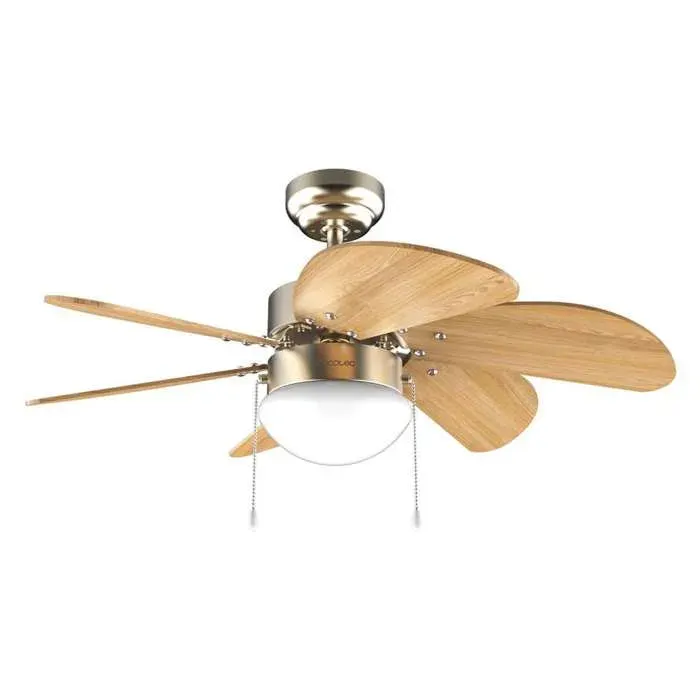 Cecotec - Ventilateur de Plafond avec Lumière EnergySilence Aero 360 Gold&Wood - 50 W Diamètre 91 cm 3 Vitesses 6 Pales