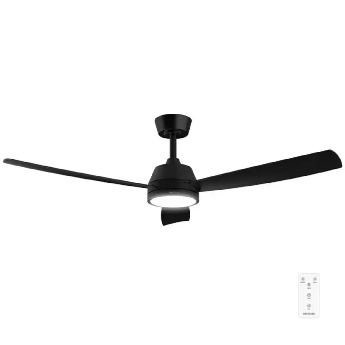 Cecotec Ventilateur de Plafond avec Lumière EnergySilence Aero 452 QuickSnap Black. 30W Moteur DC Diamètre 52 (132cm)