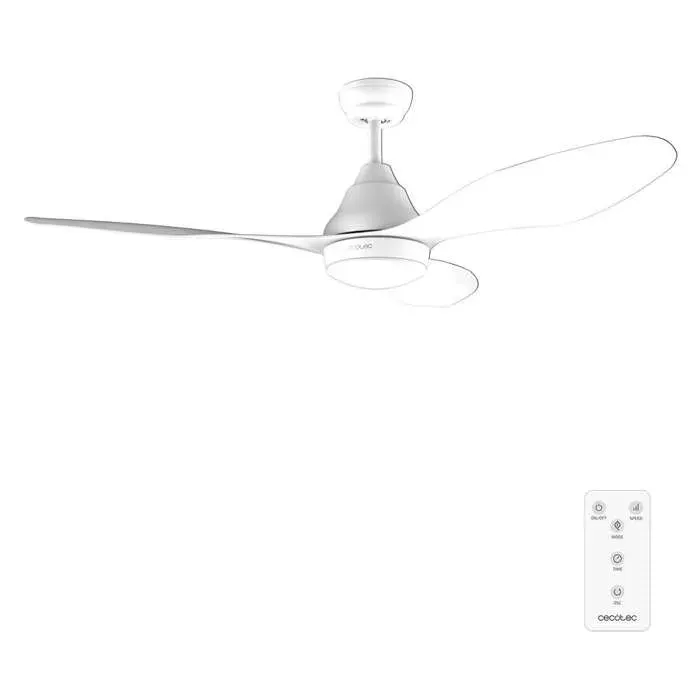 Cecotec - Ventilateur de Plafond avec Lumière EnergySilence Aero 5200 White - 62 W Diamètre 122 cm LED 18 W 3 Vitesses et 3