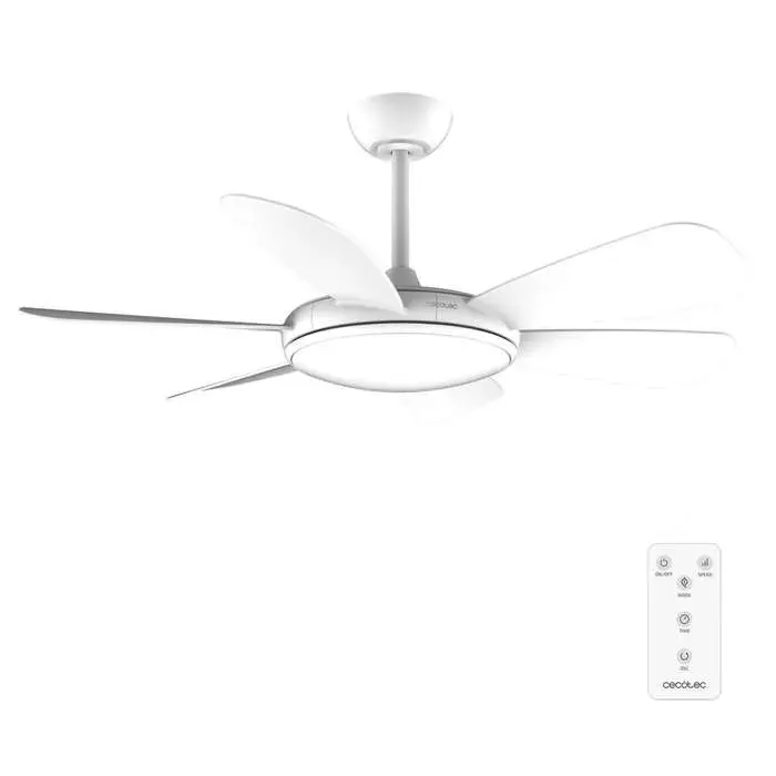 Cecotec Ventilateur de Plafond avec Lumière EnergySilence Aero 5200 White Pro. 36W Moteur DC 6 Pales Diamètre 52 Pouces (132