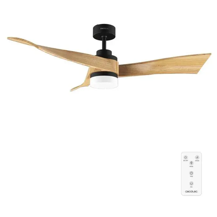 Cecotec - Ventilateur de Plafond avec Lumière EnergySilence Aero 5285 LightWood - 40 W Diamètre 132 cm LED 18 W Minuterie