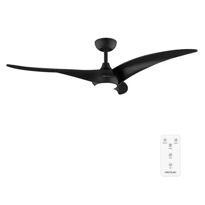 Cecotec - Ventilateur de Plafond avec Lumière EnergySilence Aero 5295 Black - 40 W Diamètre 137 cm 3 Pales LED 15 W et