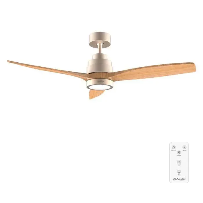 Cecotec - Ventilateur de Plafond avec Lumière EnergySilence Aero 5295 GoldWhite - 35 W Diamètre 132 cm 3 Pales LED 18 W