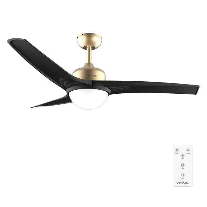Cecotec Ventilateur de Plafond avec Lumière EnergySilence Aero 560 GoldBlack - 60 W Diamètre 132 cm LED 18 W et Télécommande