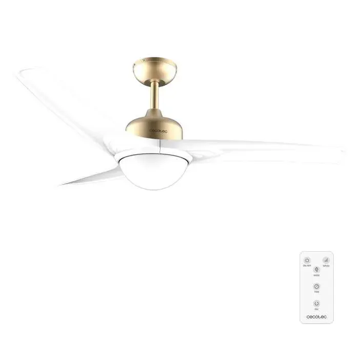 Cecotec Ventilateur de Plafond avec Lumière EnergySilence Aero 560 GoldWhite - 60 W Diamètre 132 cm LED 18 W et Télécommande