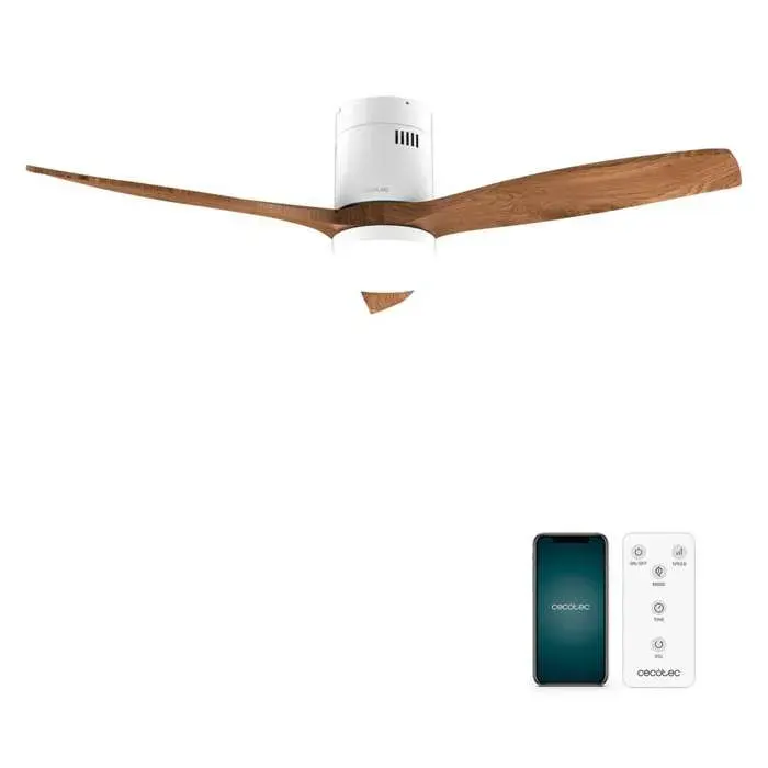 Cecotec - Ventilateur de Plafond avec Lumière EnergySilence Aero 5600 Aqua WhiteDarkWood Connected - 40 W 6 Vitesses