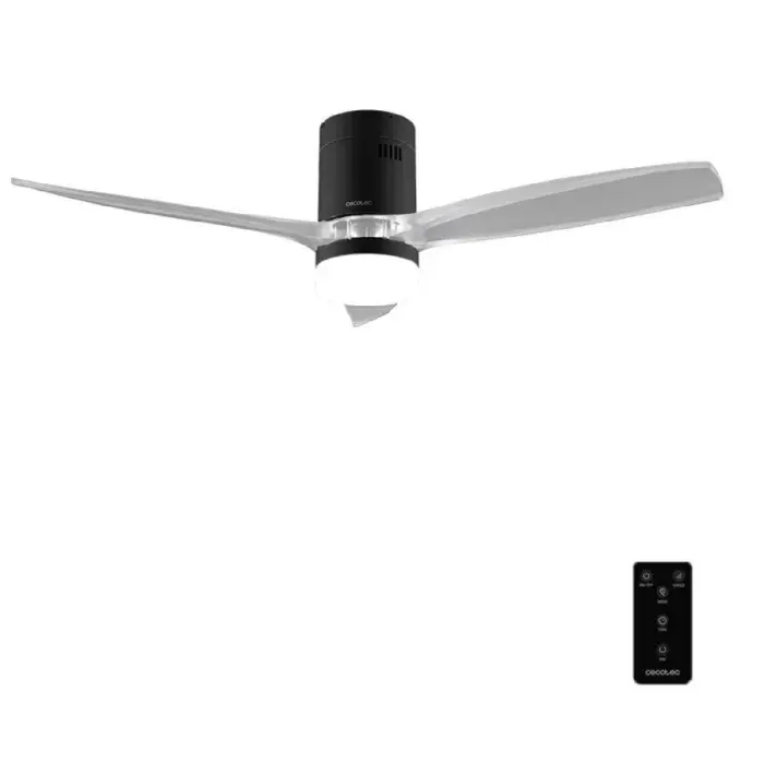 Cecotec Ventilateur de Plafond avec Lumière EnergySilence Aero 5650 Black&Transparent. 40W Moteur DC Diamètre 52 (132cm)