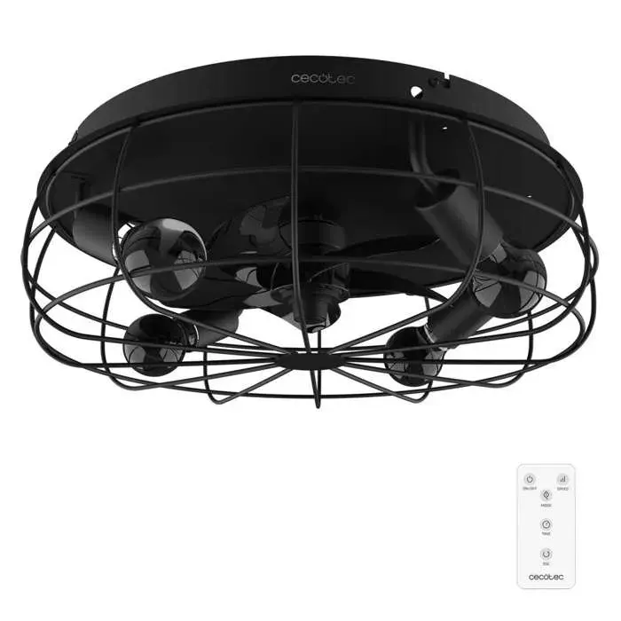 Cecotec - Ventilateur de Plafond avec Lumière EnergySilence LampAero 600 Iron Design - 20 W Diamètre 50 cm Minuterie et