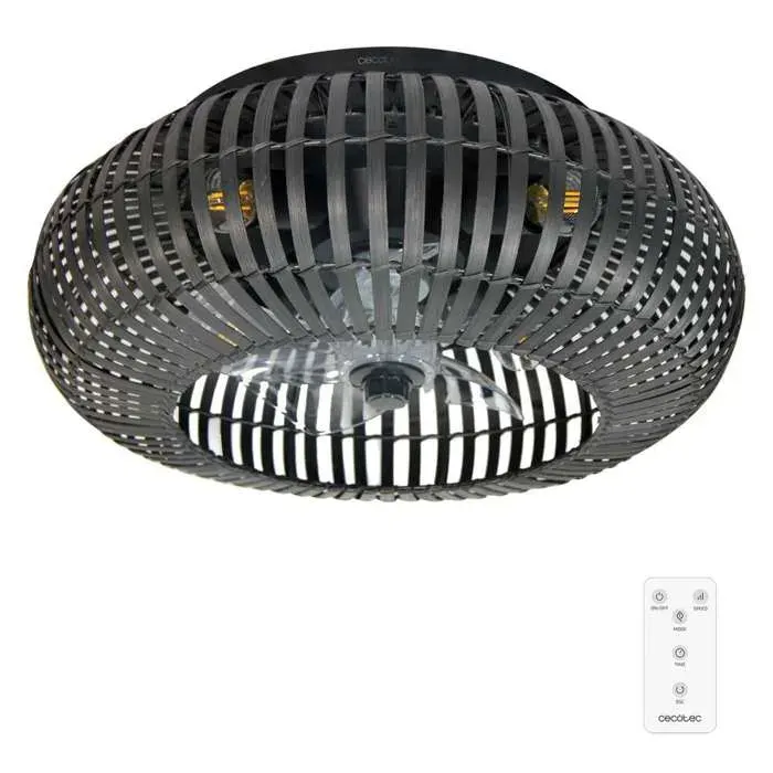 Cecotec - Ventilateur de Plafond avec Lumière EnergySilence LampAero 600 Natural DarkWood - 20 W Diamètre 60 cm Lampe LED